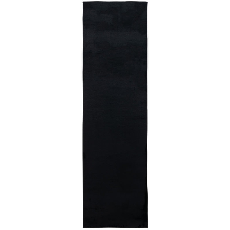 Devaris Faux Rabbit Fur Performance Machine Washable Solid Color Rug, Runner 2'6" x 12'