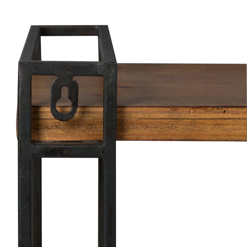 3 Piece Pine Floating Shelf, Brown/Black