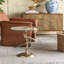 Table d'appoint 17,7 x 17,7 x 24 po paon doré avec plateau rond en verre
