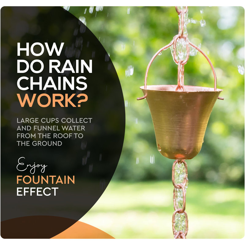 Marrgon Copper Bell Style Rain Chain with Cups - 3 Feet