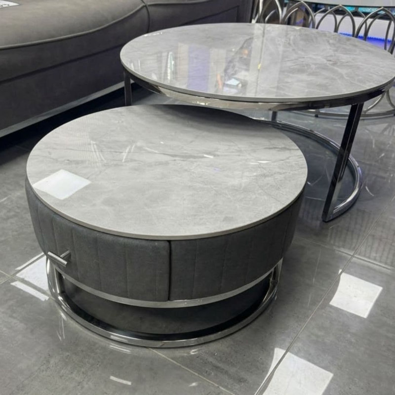 Lift Top Coffee Table, Grey Top/Silver Base
