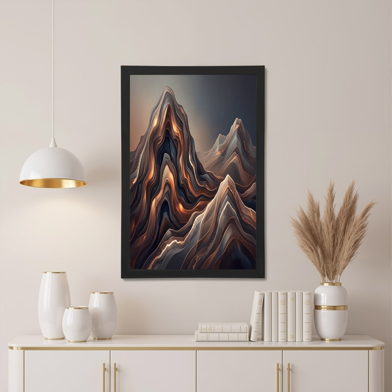 Art mural sur toile cuivre et bleu, H 20 po x l 30 po