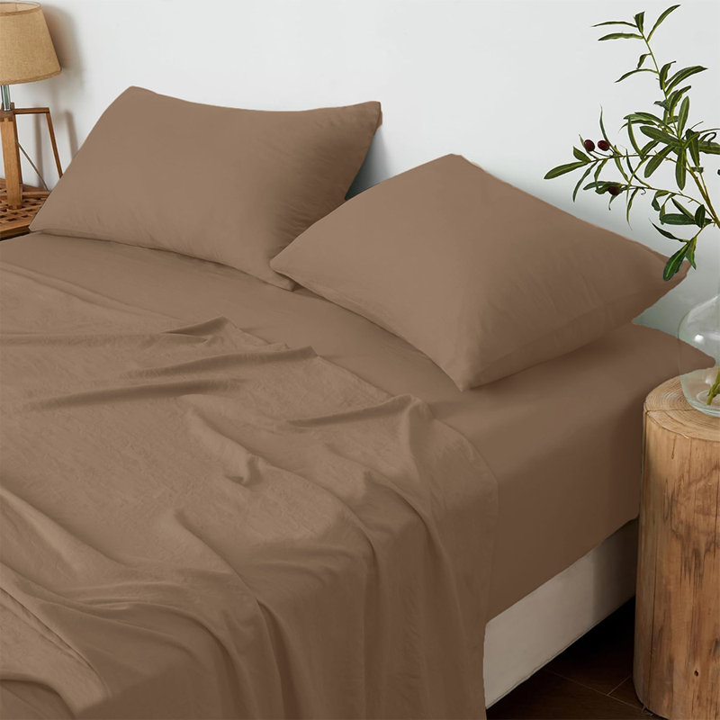 Nahama 100% Cotton Machine Woven Flat Sheet, Super King (6'), Beige