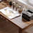 Solid wood walnut-colored L-shaped corner desk-217062022-217062017