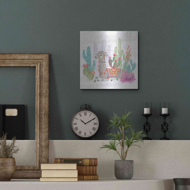Art mural en métal luxueux «Lovely Llamas I» par Mary Urban, 24 po x 24 po, H 12 po x l 12 po