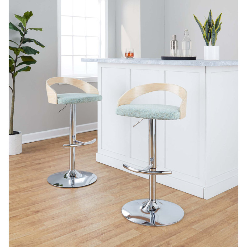 Ensemble de tabourets de bar pivotant à hauteur réglable avec base en métal chromé et repose-pieds arrondi