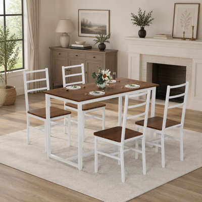 Modern 5-Piece Dining Table Set with Space-Saving Design, Ideal for Small Kitchens and Dining Rooms, Durable MDF and Metal Construction