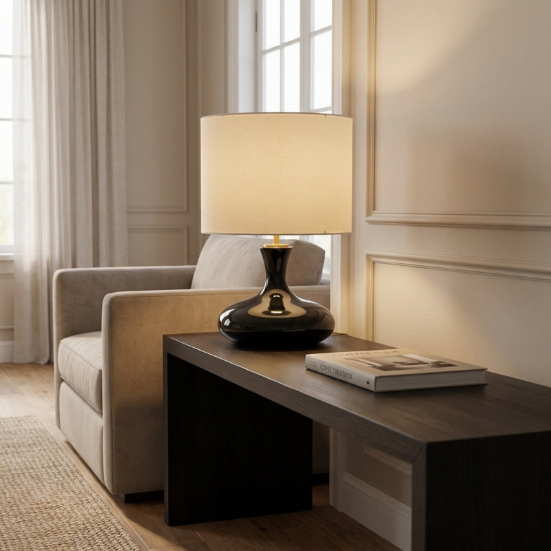 Amber 21 Table Lamp, Black Ceramic