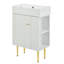Meuble-lavabo moderne blanc avec lavabo en céramique, rangement compact pour salle de bain