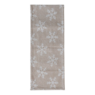 Woven Fabric Jacquard Table Runner With Snowflake Pattern