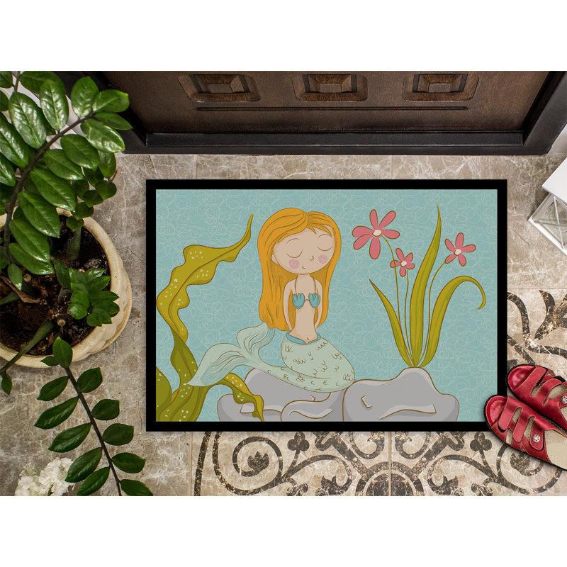 Tapis de porte d’extérieur anti-dérapant pour scène sirène subaquatique, Rectangle 1 pi 6 po x 2 pi 3 po