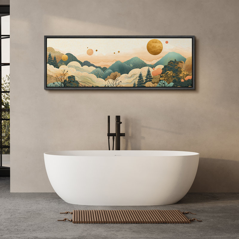 «Mountains Forest Illusion», art mural abstrait paysage, impression numérique sur toile giclée sur toile, H 20 po x l 60 po