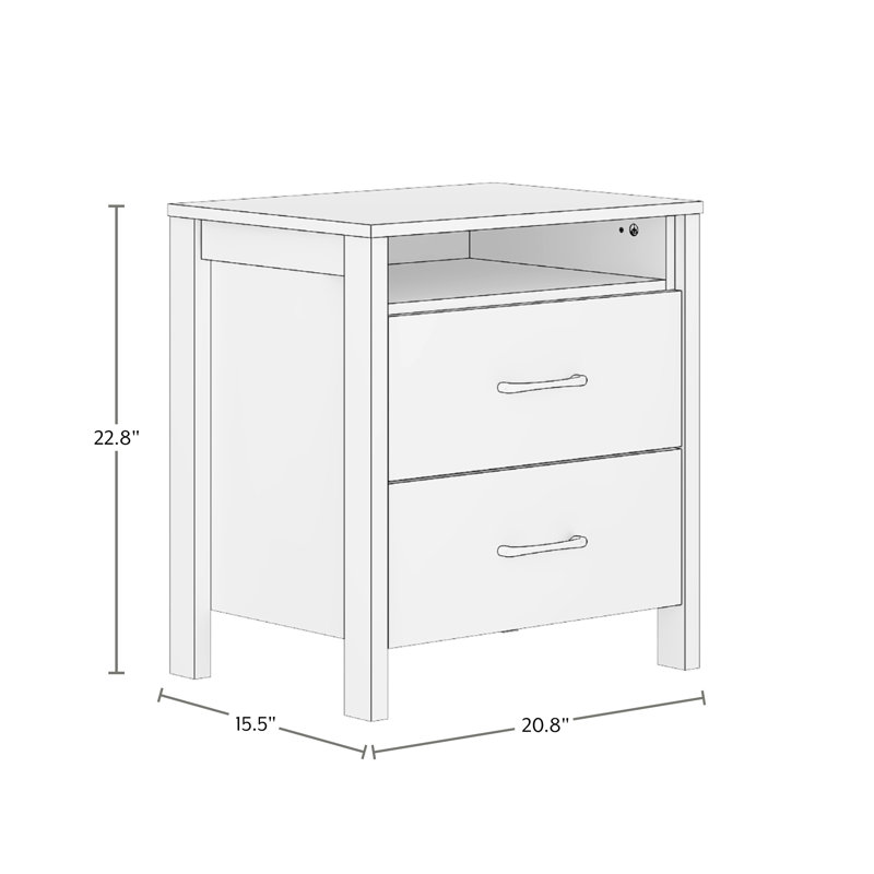 Chabot Modern 2-Drawer Nightstand Set Of 2, Black/Brown