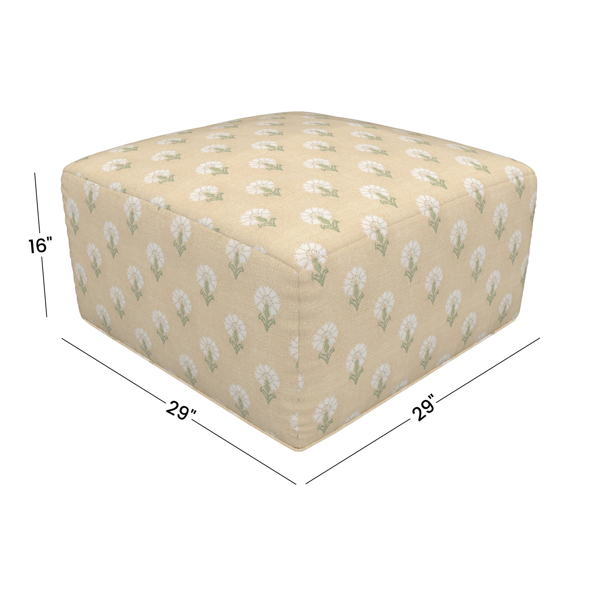 Eliana  Outdoor Ottoman, Sunbrella Mira Sunshine