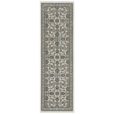 Ehlena Floral Oriental Ivory/ Blue Area Rug