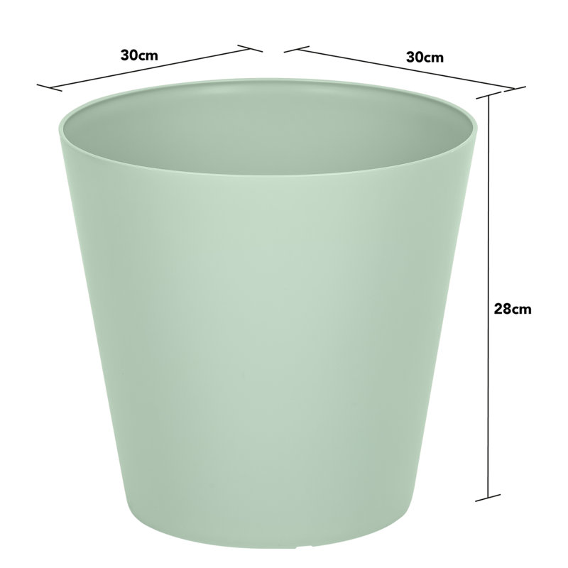 Wham Studio Round Planter Cover, Silver Sage, 28cm H x 30cm W x 30cm D