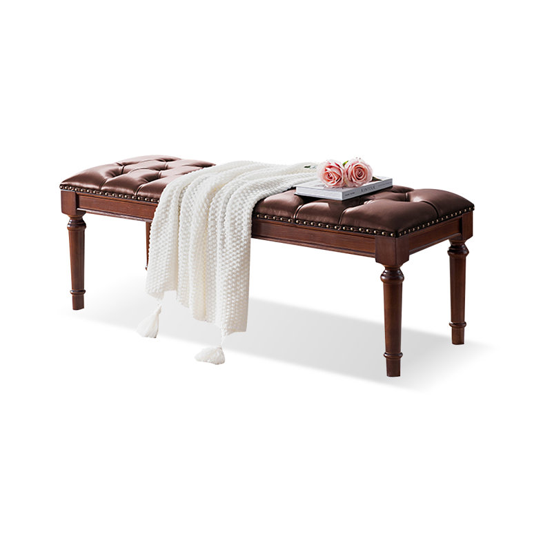 Long banc en cuir brun de style moderne pour chambre et vestibule, H 17,72 po x l 55,12 po x P 15,75 po, Brun