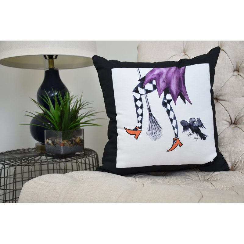 Housse et insert de coussin carré Witches Brew, Blanc, 16 po x 16 po