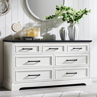 Jasonpaul 52" Farmhouse 7 Drawer Dresser, Scratch-Resistant Engineered Wood, Storage Organizer for Bedroom, Living Room, Study