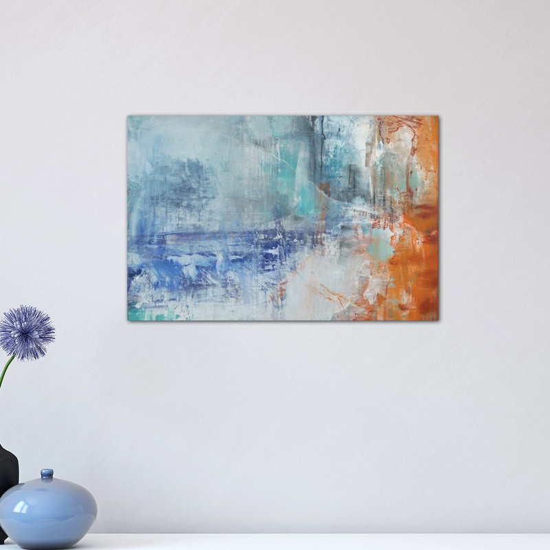 «Cosmos» par Michelle Oppenheimer - reproduction sur toile, H 18 po x l 26 po x P 1,5 po, Toile encadrée noire, Pas de tapis