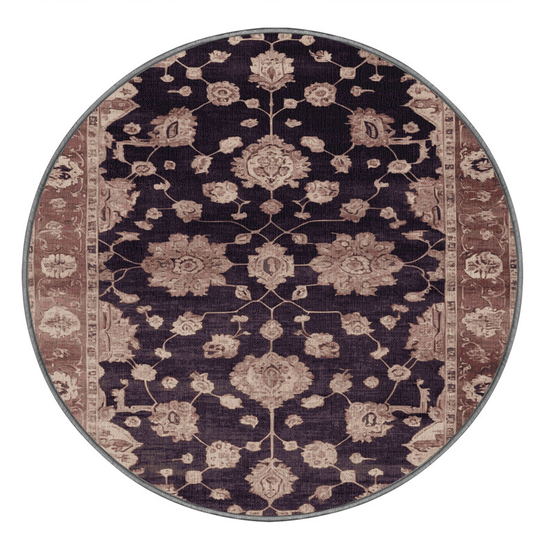Tapis brun lavable à la machine, Rond 4 pi