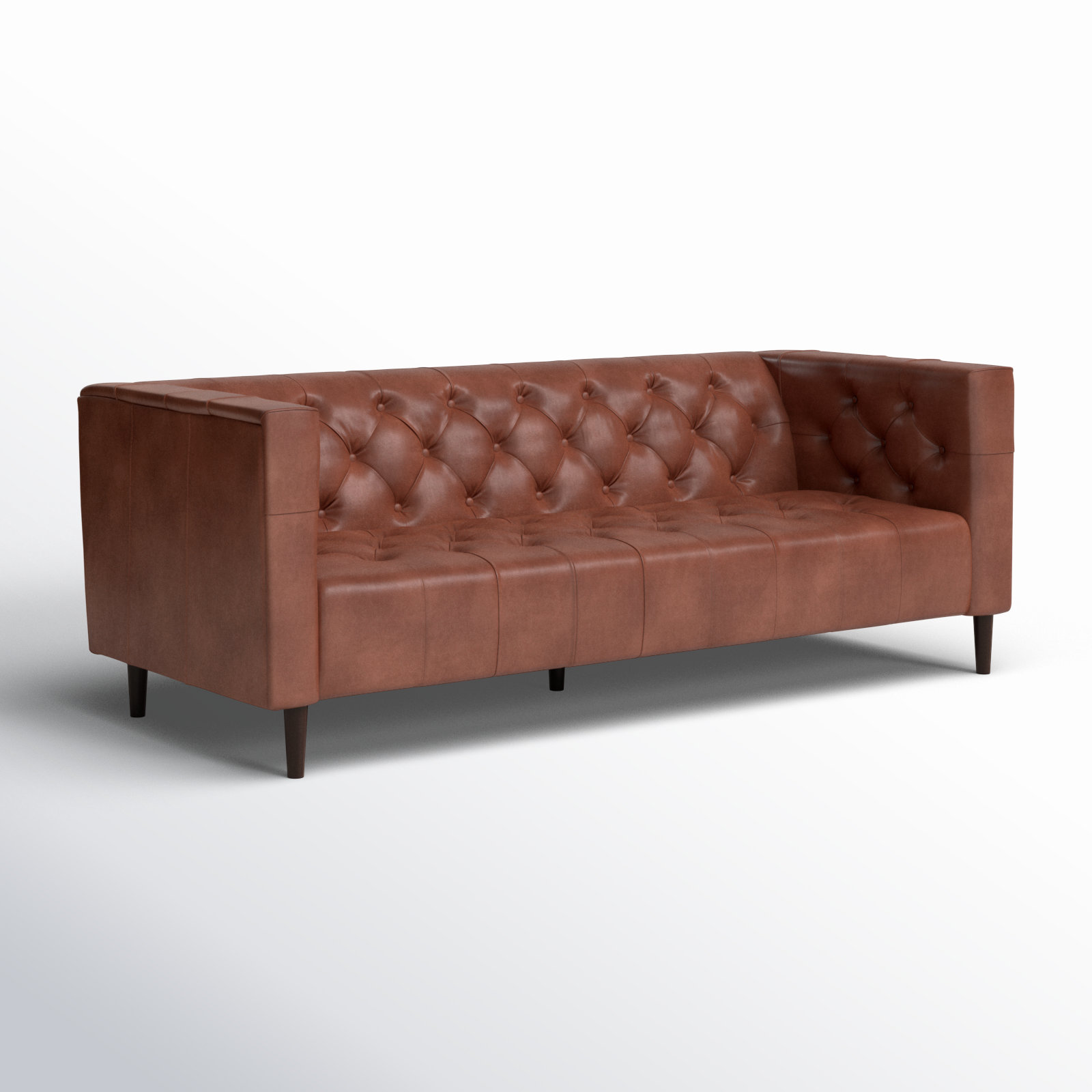 84" Genuine Leather Sofa, Vintage Brown Top Grain Genuine Leather