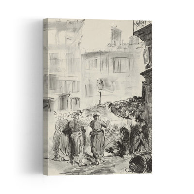 The Barricade, 1871, Printed 1884 Abstract Contemporary City Wall Art Print by Edouard Manet - 1 Piece Wrapped Canvas Wall Art