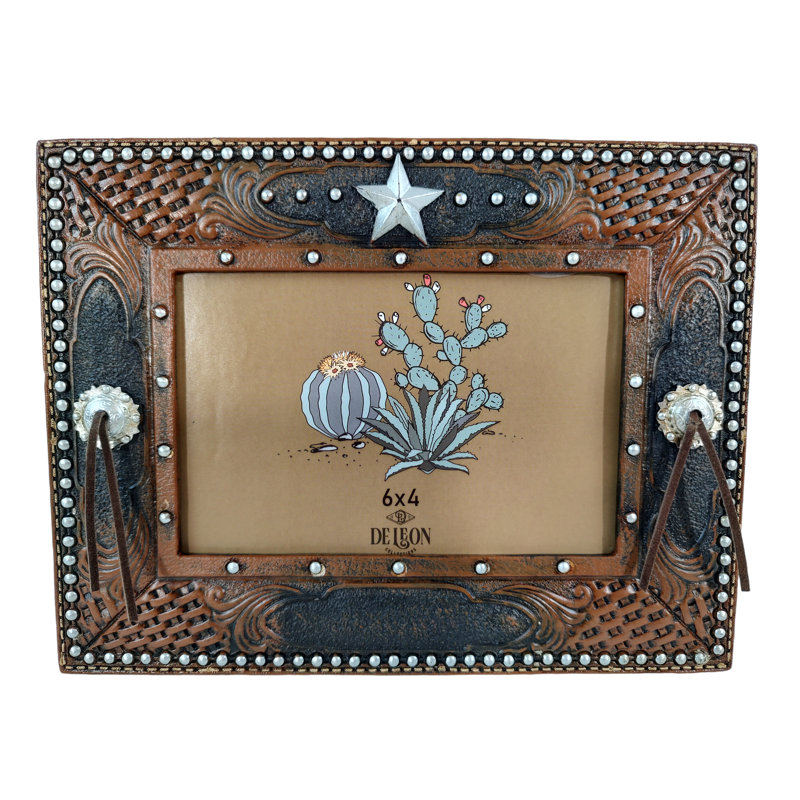 Cadre photo en simili cuir rustique Concho Star 6 po x 4 po Grierson