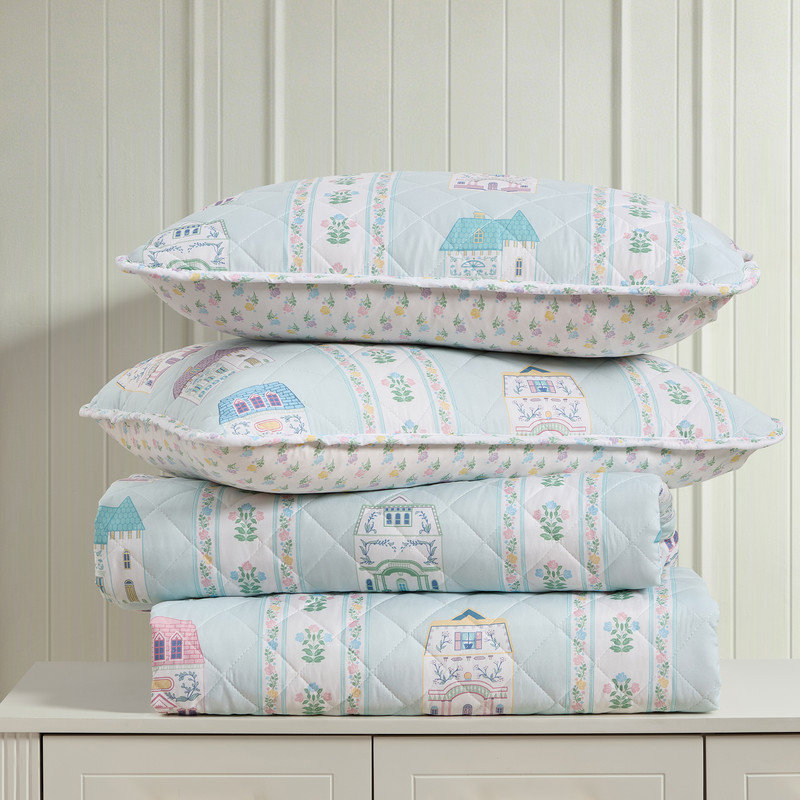 Lenox Spice Village 2-Piece Quilt Set, Light Blue, Twin/Twin XL, King/Cal King, Light Blue