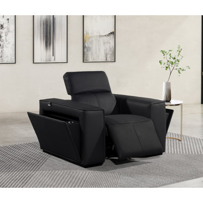 Top Grain Italian Leather Power Reclining Arm Chair with Power Headrests