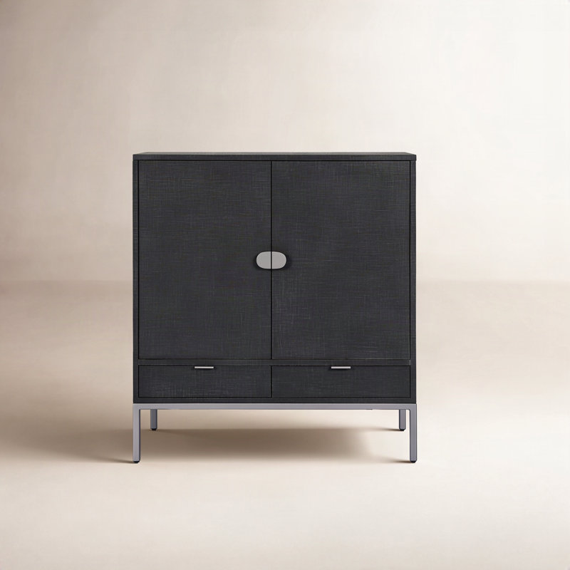 Marea 38.5'' Bar Cabinet, Black Linen