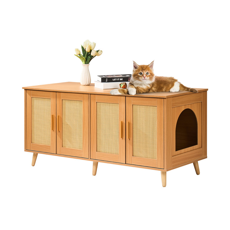 Particle Board Self-Cleaning Litter Box, Yellow