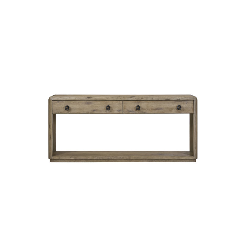 Zina Console Table with 2 Drawers and Open Shelf – English Knotty Oak