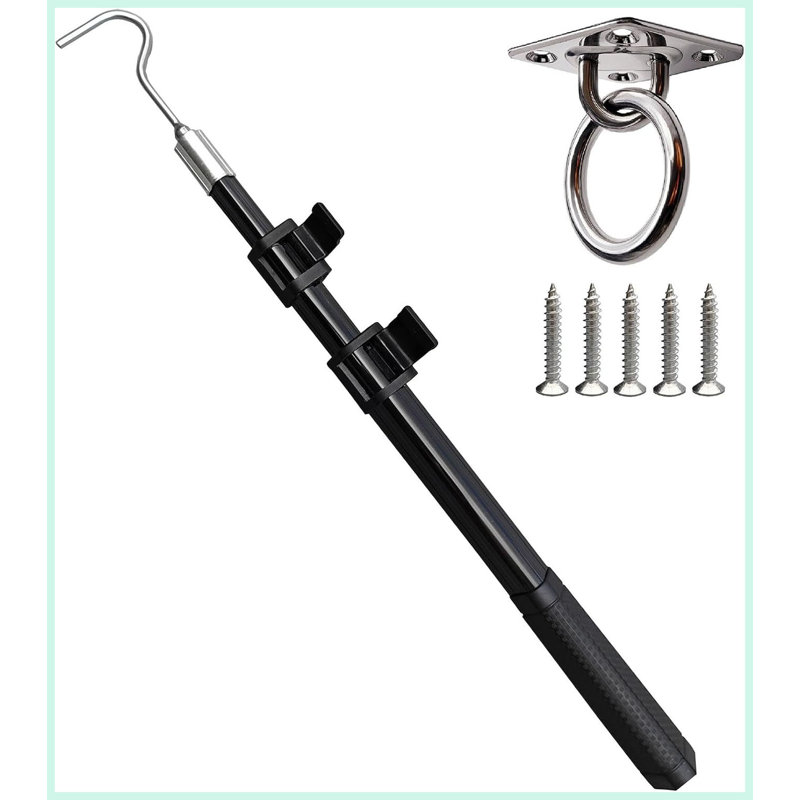 Extendable Attic Pull Down Hook, Ladder Door Stairs Puller System Kit Rod Pole