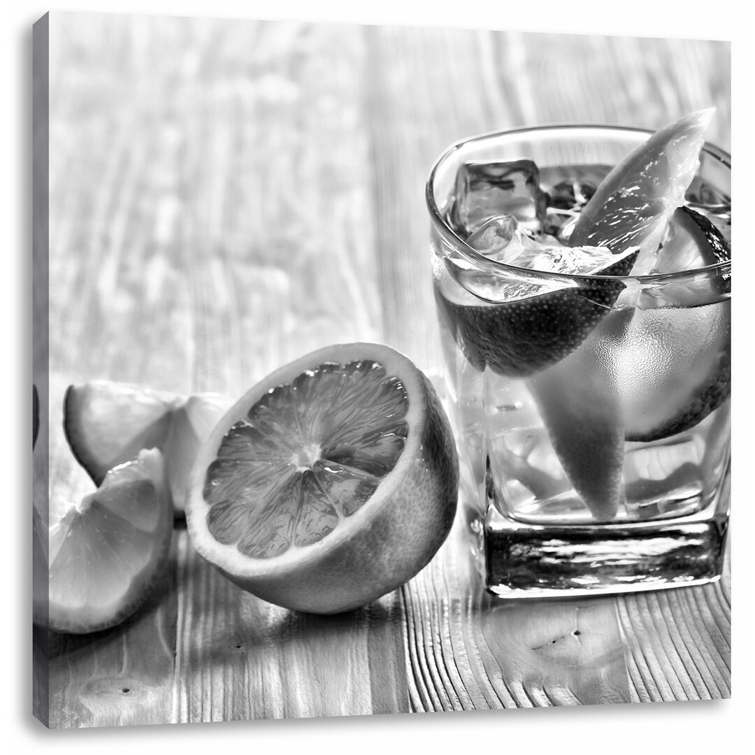 Leinwandbild Gin Tonic Shot mit Zitronen