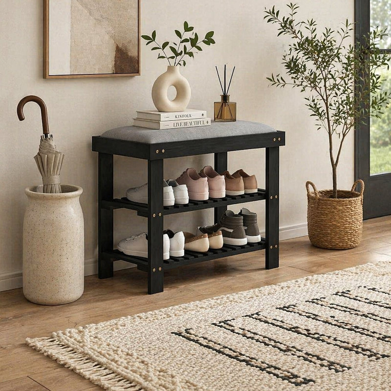 Range-chaussures, banc de rangement pour chaussures, banc d'entrée à 3 niveaux