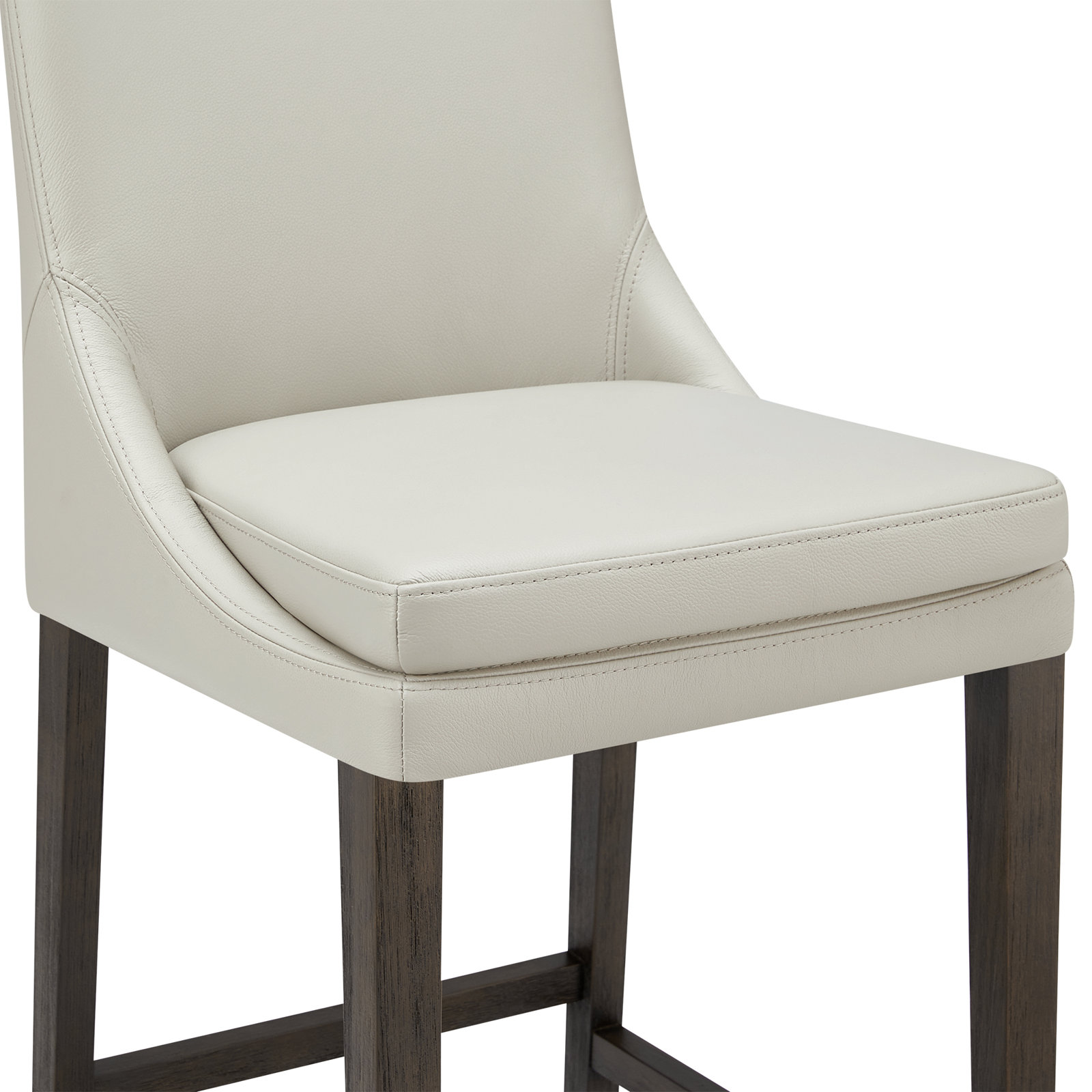 Niara " Bar Stool, Ivory Genuine Leather, Bar Stool (30” Seat Height)