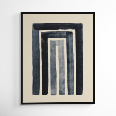 Mid Century Modern Abstract Rainbow Indigo Beige by The Creative Bunch Studio