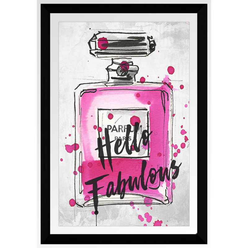 « rose perfum bouteille », impression encadrée, H 39,5 po x l 27,5 po x p 0,75 po, Acrylique avec cadre noir