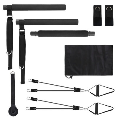 Pilates Bar Kit With 100lbs Resistance Bands – Multifunctional Yoga Toning Bar, Full Body Exercise Set With Handles, Ankle Straps, Door Anchor & Carry
