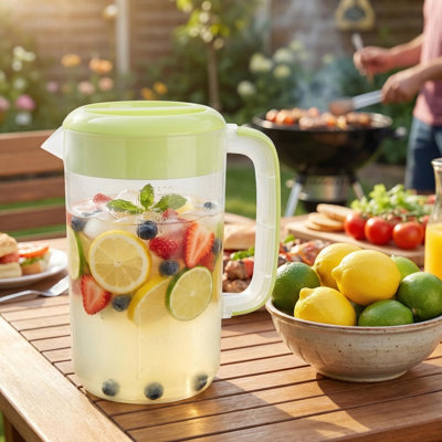 2 Pack 1 Gallon Plastic Pitcher with Lid, Clear Ice Tea Pitcher for Fridge, Large Water Carafe Jug Beverage Pitcher with 3 Position Pour Spout Lid, Handle,Scale for Home, Party
