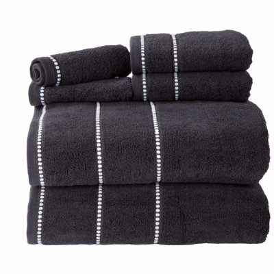 UltraSoft Quick Dry Cotton Towels - 6 Piece Set, Hotel Spa Quality, Highly Absorbent, Lightweight, Ideal for Everyday Use, Black
