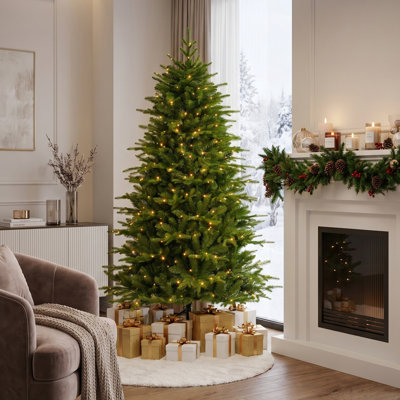 Leilonie Flocked Pre-Lit Fir Christmas Tree