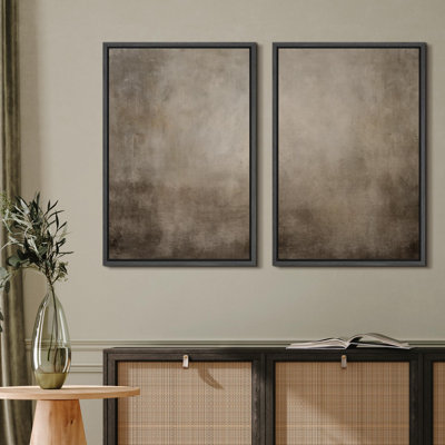 Abstract Landscape " Monochromatic Gradient Abstract Minimalist Grey " 2 - Pieces