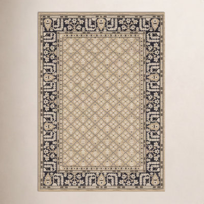 Abena Tan Charcoal Vintage Oriental Wool Rug