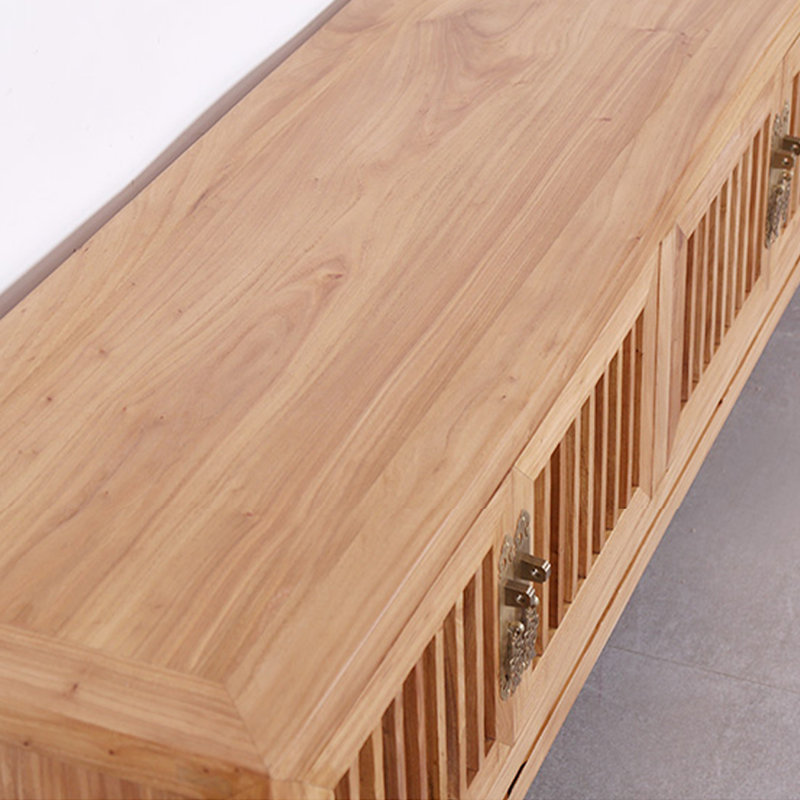 Meuble télé en bois d'orme fabriqué à la main avec joints à mortaise et tenon