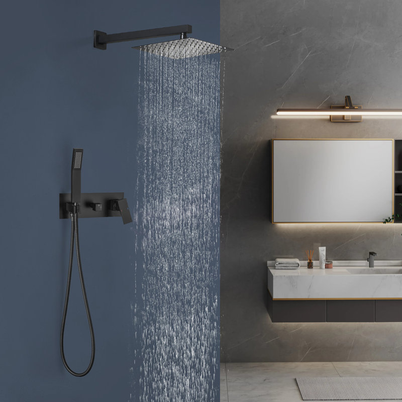1-Spray Patterns 9.84 In. Dual Fixed And Handheld Shower Head With 1.8 GPM In Matte Black