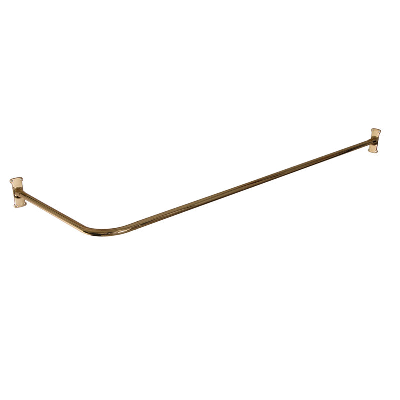Corner L-Shaped Fixed Shower Curtain Enclosure, Polished Brass, 3" H x 36" W x 36" D