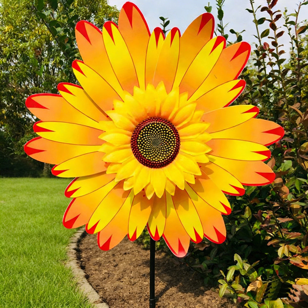 Multicolor Windmill Arlmont & Co. Sunflower Wind Spinners With Stakes 14In W X 29In H Wind ...