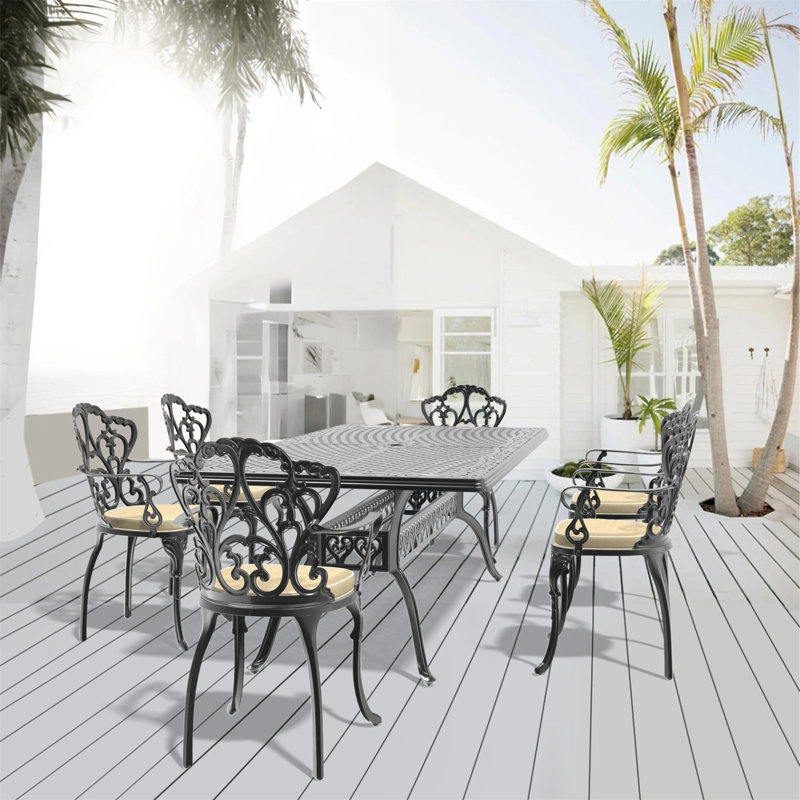 9-Piece Set Of Cast Aluminum Patio Furniture With Off-White Seat Cushions(Same As W1710S00612), 8